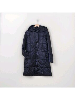 Pennyblack Max Mara Quilted Puffer Coat 38 US 4 Black Long Detachable Hood Italy